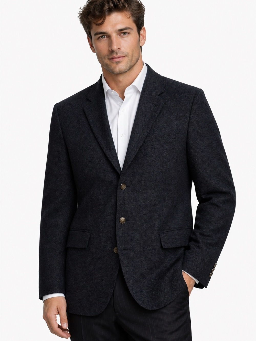 Vintage Via Seto Men's Classic Charcoal Blazer - made in Canada